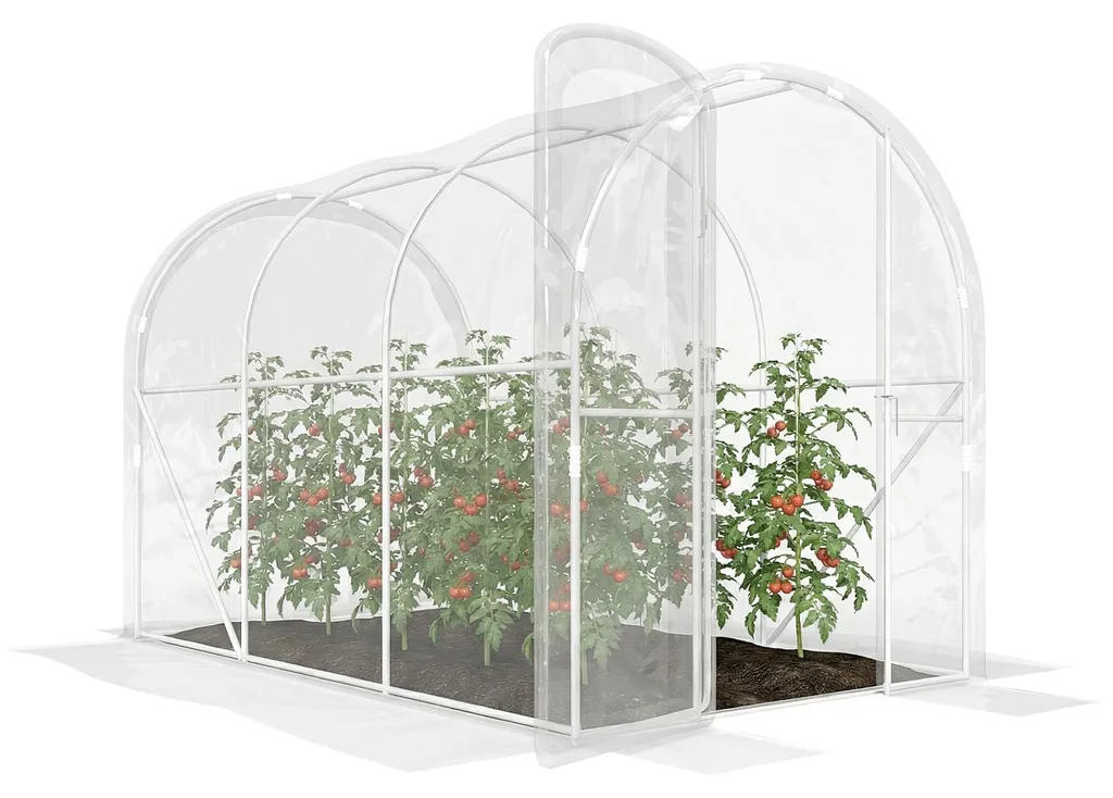 Serre de jardin maraîchère 6m2 tunnel pour potager avec porte rigide