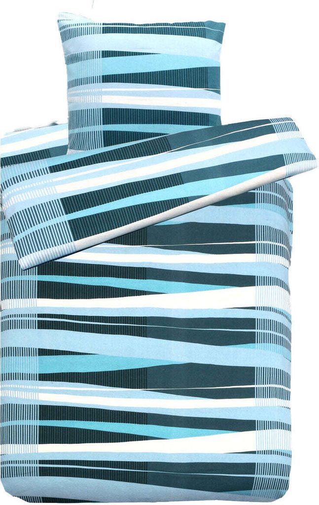 Hochwertige Biber Bettwäsche Baumwolle Streifen 155x220 Produktbild 