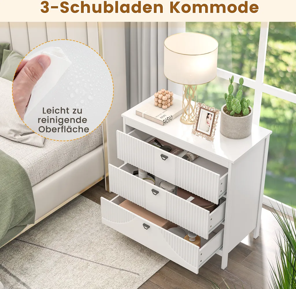 Table d'accent avec espace de rangement, commode blanche pour la chambre - 5