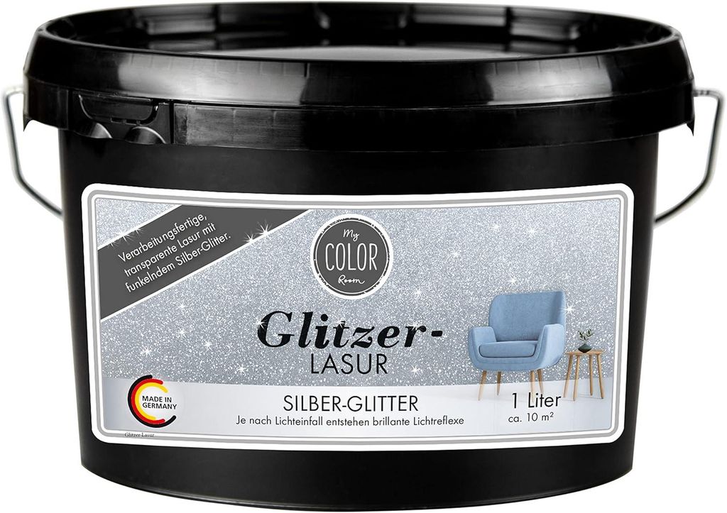 My COLOR Room Glitzer-Lasur (1000 ml, Silber) Transparente Produktbild 