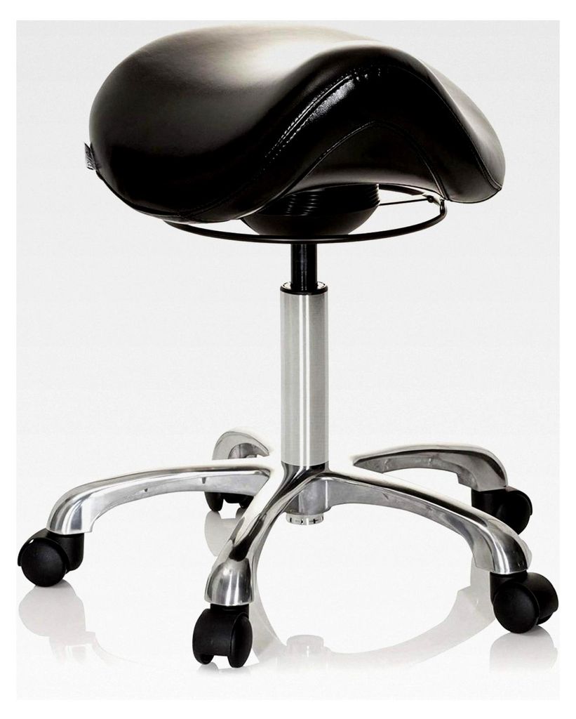 Ergonomischer Sattelhocker mit Rollen, höhenverstellbar, Kunstleder Schwarz