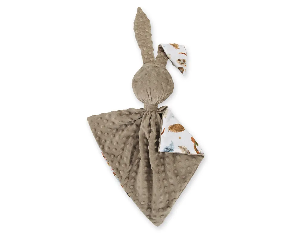 Doudou lapin réversible attrape-rêves blanc/brun en tissu ultra doux
