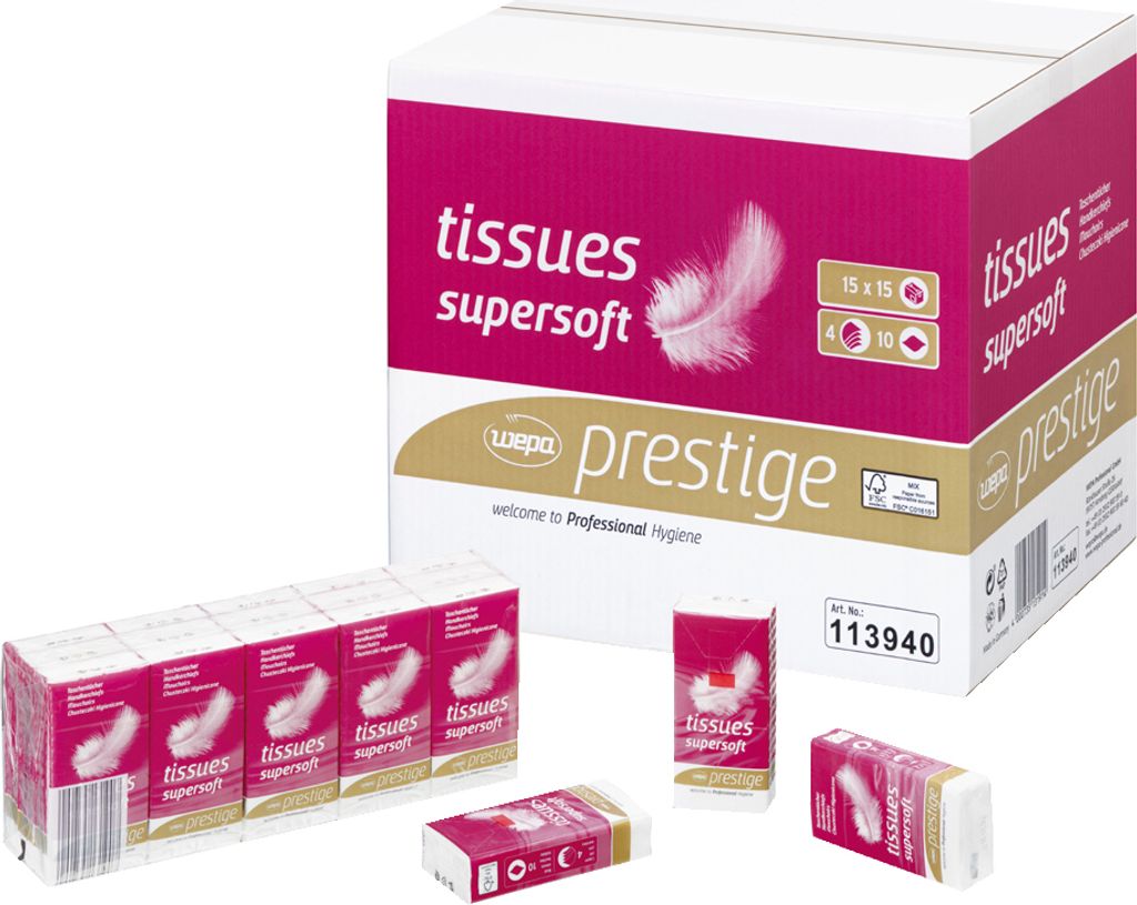 wepa Taschentücher Prestige 4-lagig hochweiß 15er Pack Produktbild 