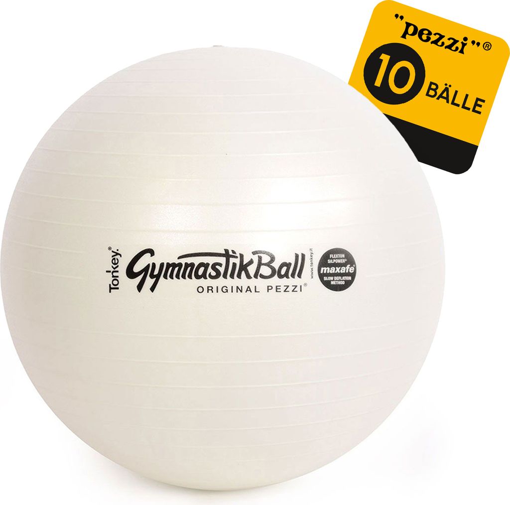 10 Original Pezzi Gymnastikball MAXAFE - platzsicher - perlweiß