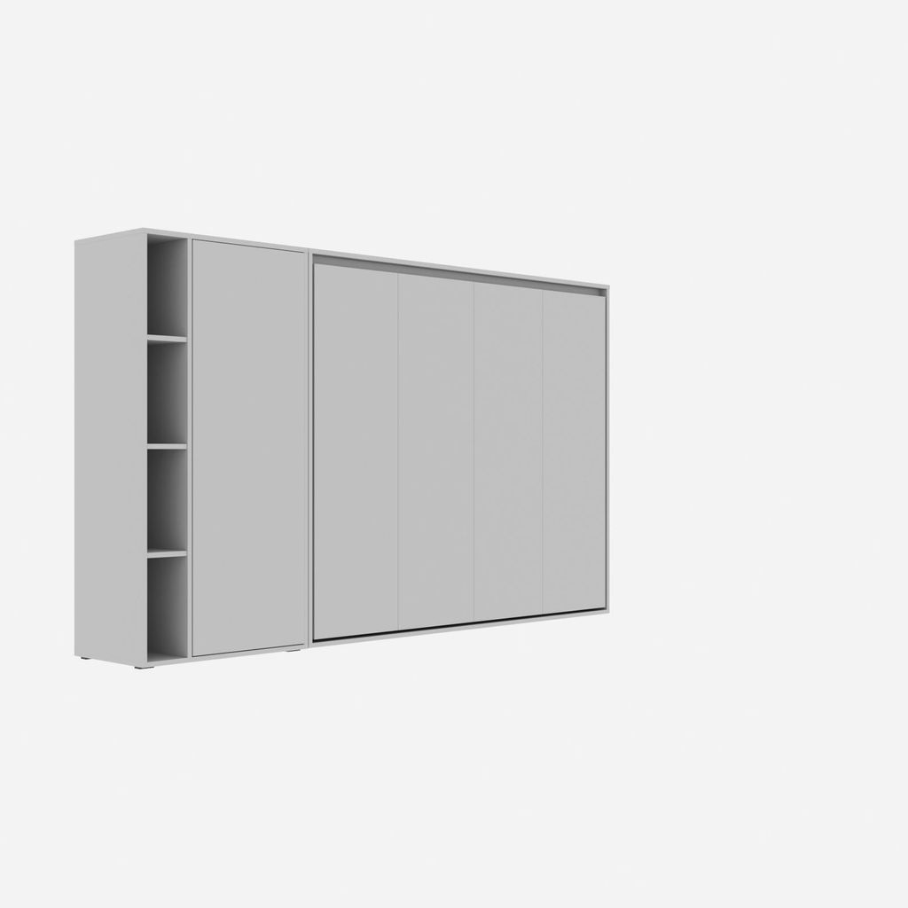 SMARTBett SET Schrankbett M2 160x200 Horizontal und Schrank Perlgrau