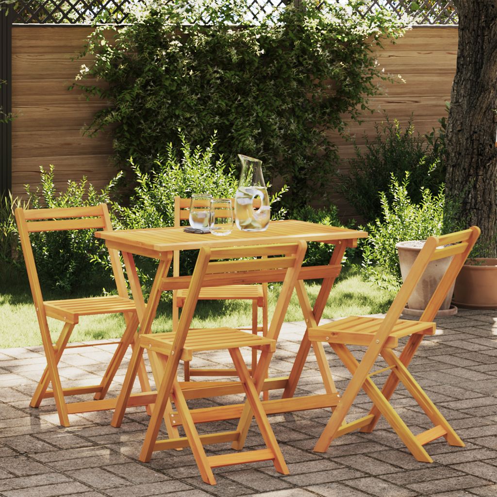 5-teiliges Klapp-Bistro Set aus solidem Akazienholz, Gartenmöbel-Sets DesignMöbel Neu