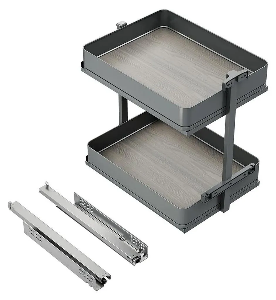 Chariot extractible Harmony 400mm en acier et bois gris anthracite