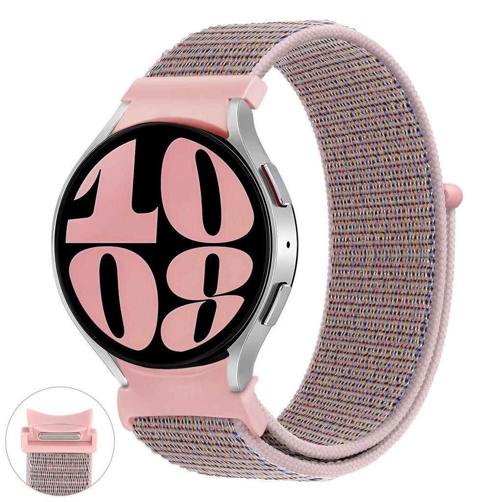 FFO2World klassisches Nylonarmband für Samsung Galaxy Watch 7/FE/6/6 Pro/5/5 Pro/4/4 Classic (40/44 mm), Schnellverschluss, nahtlose Passform, Rose