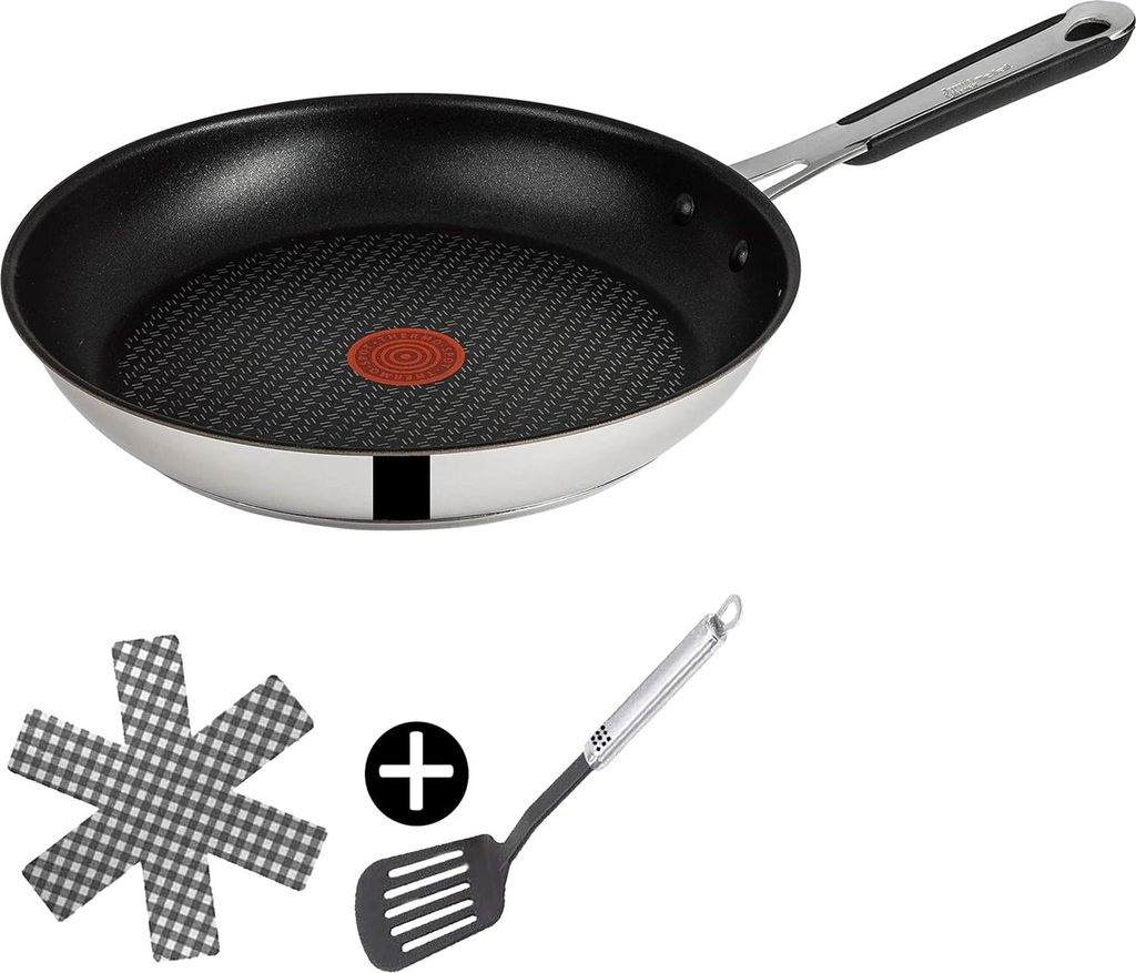 Tefal Bratpfanne Jamie Oliver E30 Pfanne 24cm, Bratpfanne alle Herdarten auch Induktion, Edelstahl 18/10