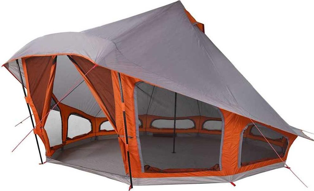 vidaXL Tipi Zelt mit Dach Grau und Orange 508 x 470 x 300 cm Taft