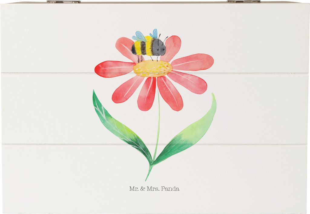 Mr. & Mrs. Panda Geschenkbox Hummel Blume 22 x 15 cm - Weiß - Geschenk, Hummeln, Wespe, Feld, Lustige Sprüche, fotobox, Holzkiste, Box, Holzbox, ...