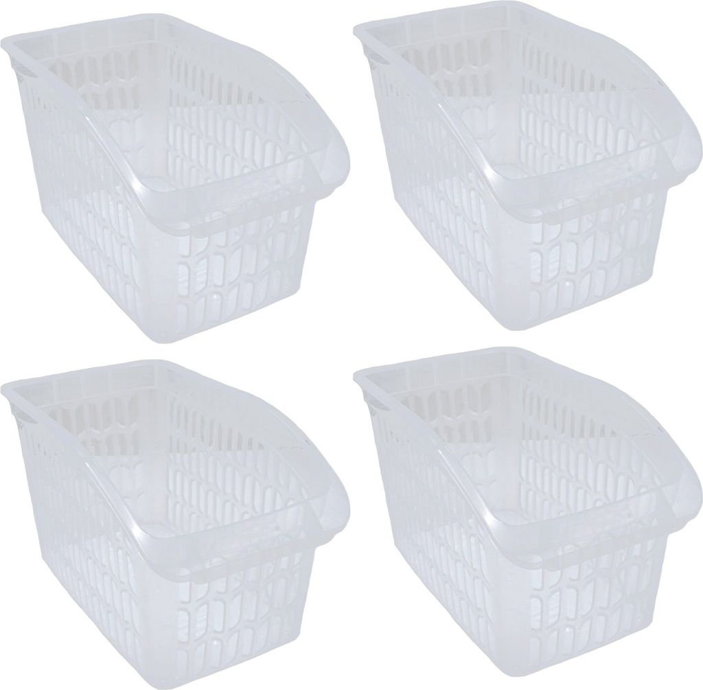 4er Set Aufbewahrungskorb Transparent 17,5 x 29 x 17,5 cm Schrankkorb Regal Organizer Aufbewahrungsbox Ordnungskorb Kunststoff