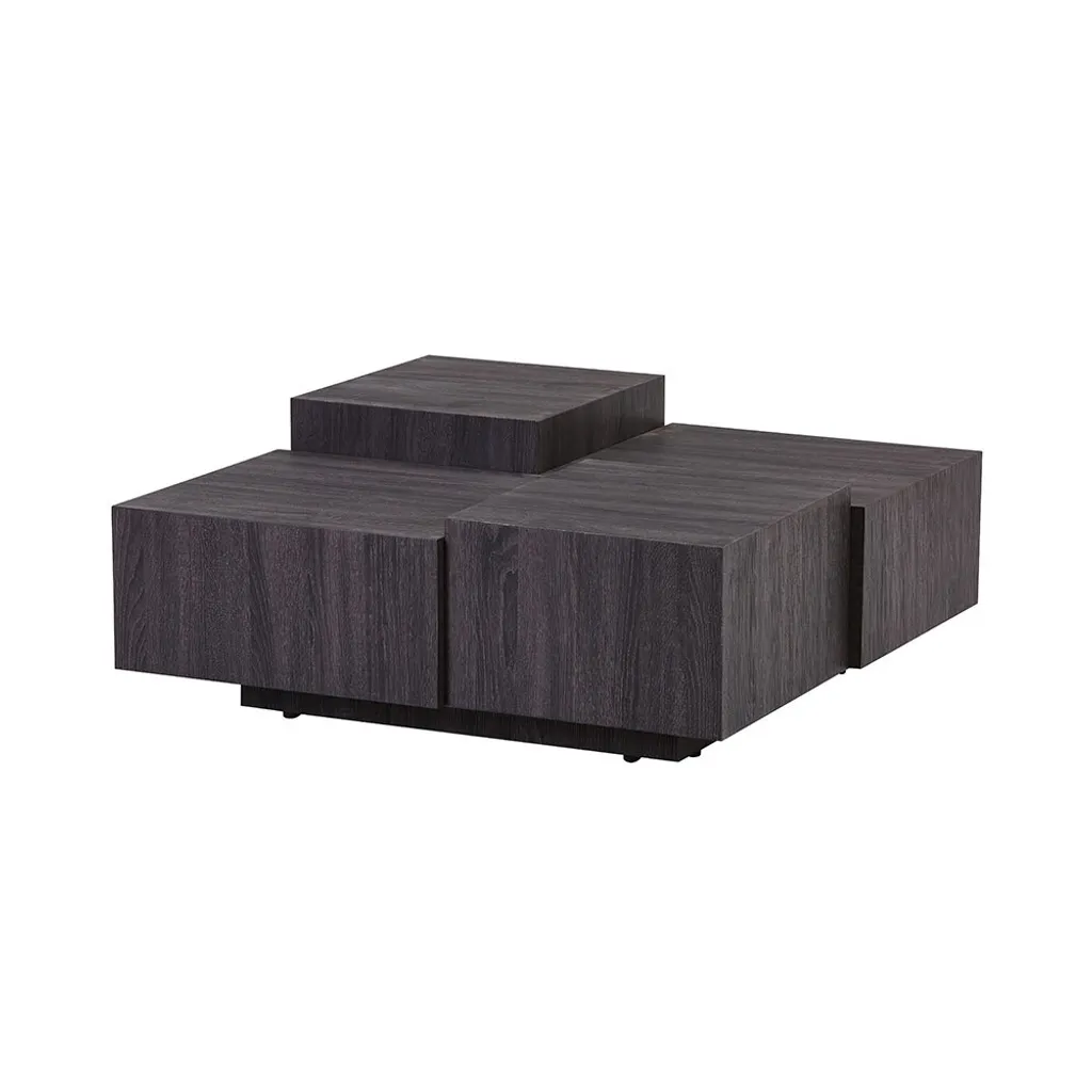 Table basse prête à poser NAYELI bois foncé évite le montage 96 cm