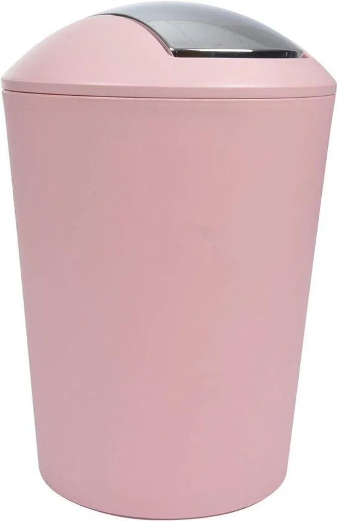 Poubelle 56 litres rose anti-odeur avec couvercle à charnière hermétique