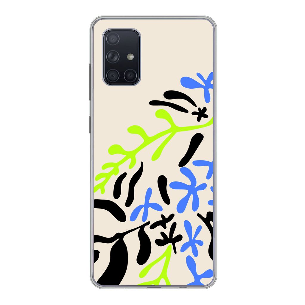 MuchoWow Handyhülle Schutzhülle Hülle für Samsung Galaxy A51 Blatt - Abstrakt - Muster Silikon Softcase Handy Hülle - Schutzabdeckung