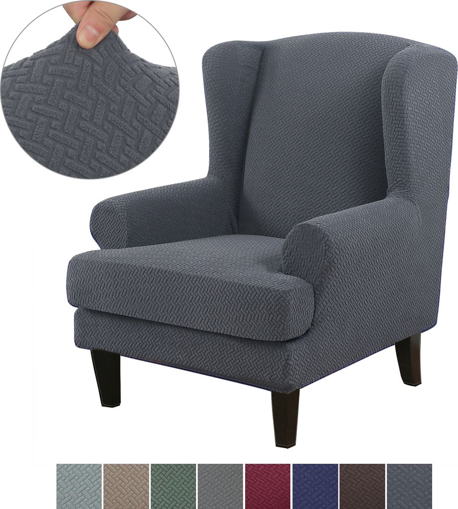 Jacquard Ohrensessel Schonbezug, Elastische Sesselbezug Sesselüberwurf Sofaüberwurf Stretch Schutzhülle mit Modern Muster Sessel Husse für Ohre...