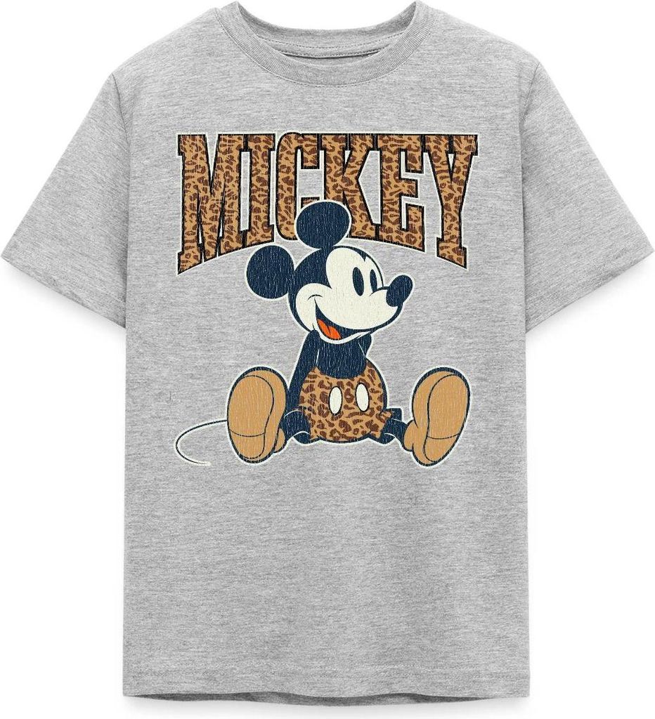 Mickey & Minnie Mickey Mouse Leo Look Teenager T-Shirt, 134/146 (9-11 Jahre), Grau meliert