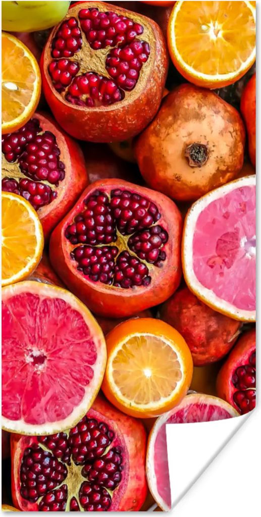 MuchoWow Poster Orange - Granatapfel - Rot 40x80 cm - Dekoration