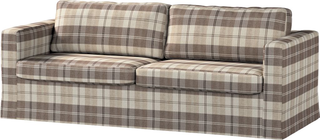 Dekoria Bezug für Karlstad 3-Sitzer Sofa nicht ausklappbar, lang, braun-beige, Bezug für Sofahusse, Karlstad 3-Sitzer