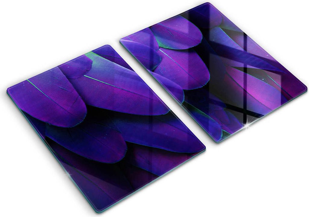 Glasschneideplatte - Herdabdeckplatte - 2x40x52 cm -Schneidebrett - Spritzschutz - Neonfedern