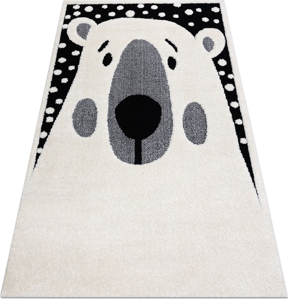 Moderner Kinderteppich JOY Teddy, Bär für Kinder - strukturelle, zwei Ebenen aus Vlies creme / schwarz Schwarz 120x170 cm