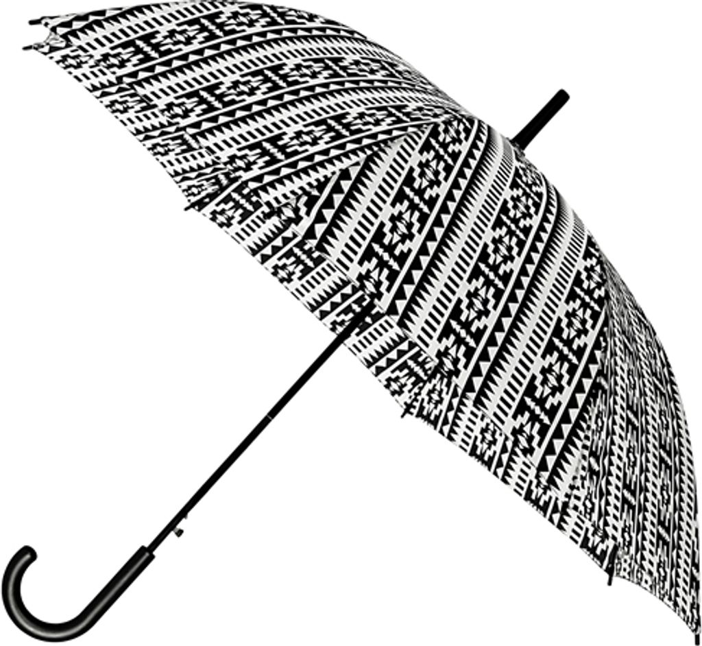 Regenschirm AZTEKISCH schwarz weiß automatisch leicht 103 cm Damen