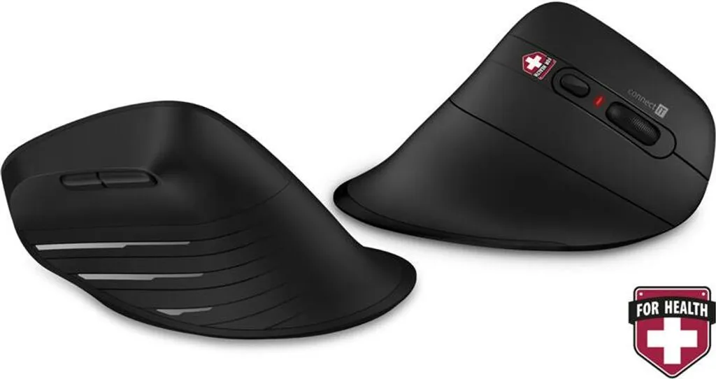 Souris ergonomique CONNECT IT Verti TriMode sans fil noire pour PC