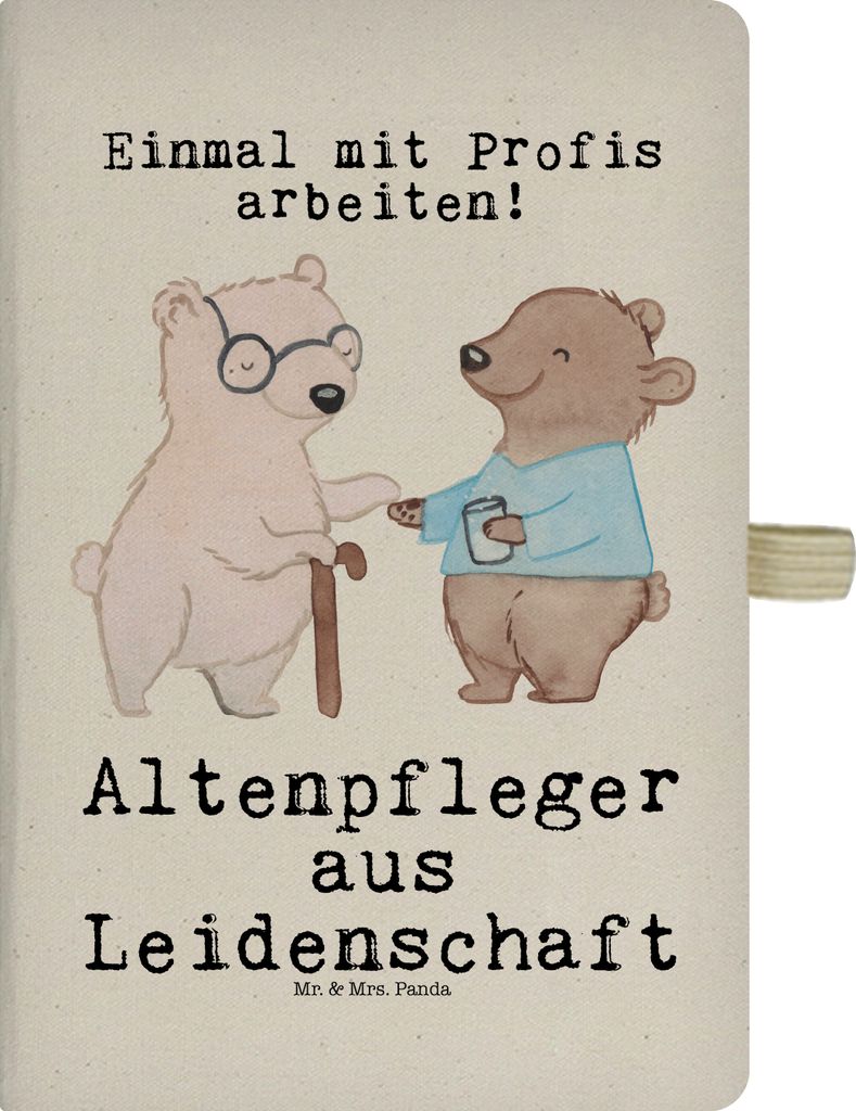 Mr. & Mrs. Panda Skizzenbuch Altenpfleger Leidenschaft - Transparent - Geschenk, Witzig, Pfleger, Reisetagebuch, Kladde, Beruf, Spruch, Schreibheft...