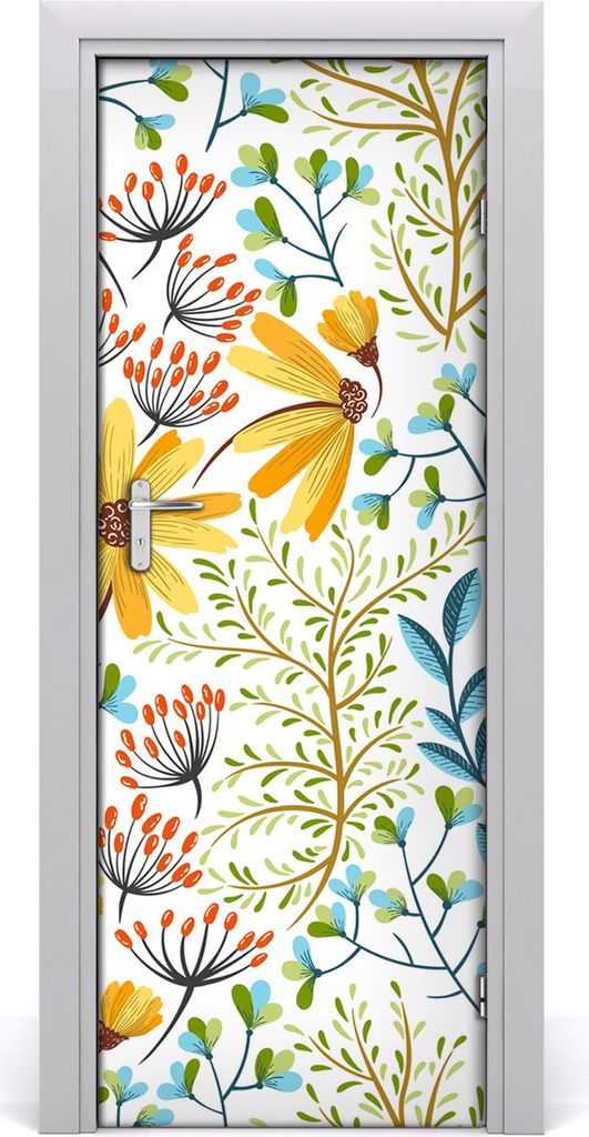 Tulup Türaufkleber 75x205 cm Dekorative Aufkleber Selbstklebend Wasserdichte Tapete Abnehmbar Schlafzimmer Wohnzimmer Wohnkultur - wilde Blumen
