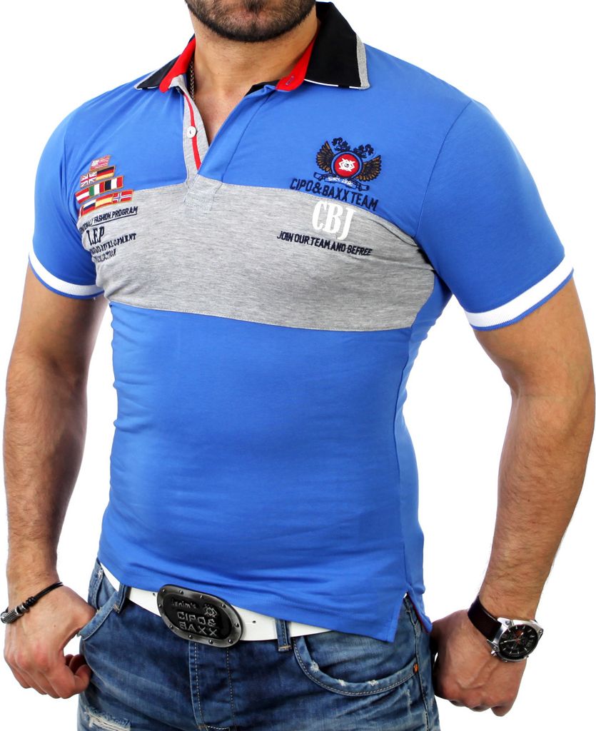 Cipo & Baxx Herren Classic Poloshirt C-5318 Dunkelblau S
