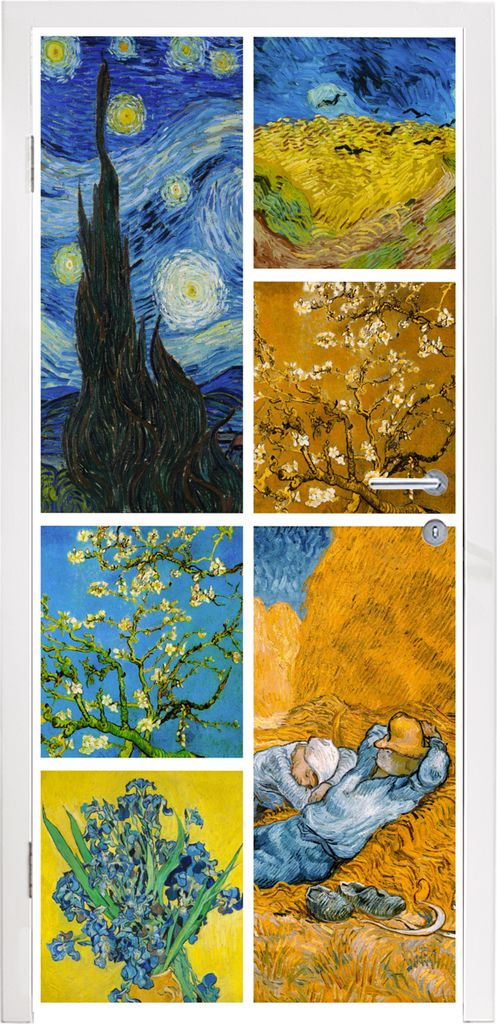 MuchoWow Türtapete Selbstklebende Türfolie Van Gogh - Collage - Alte Meister 95x215 cm Türposter Türaufkleber Klebefolie Türklebefolie - Tü...