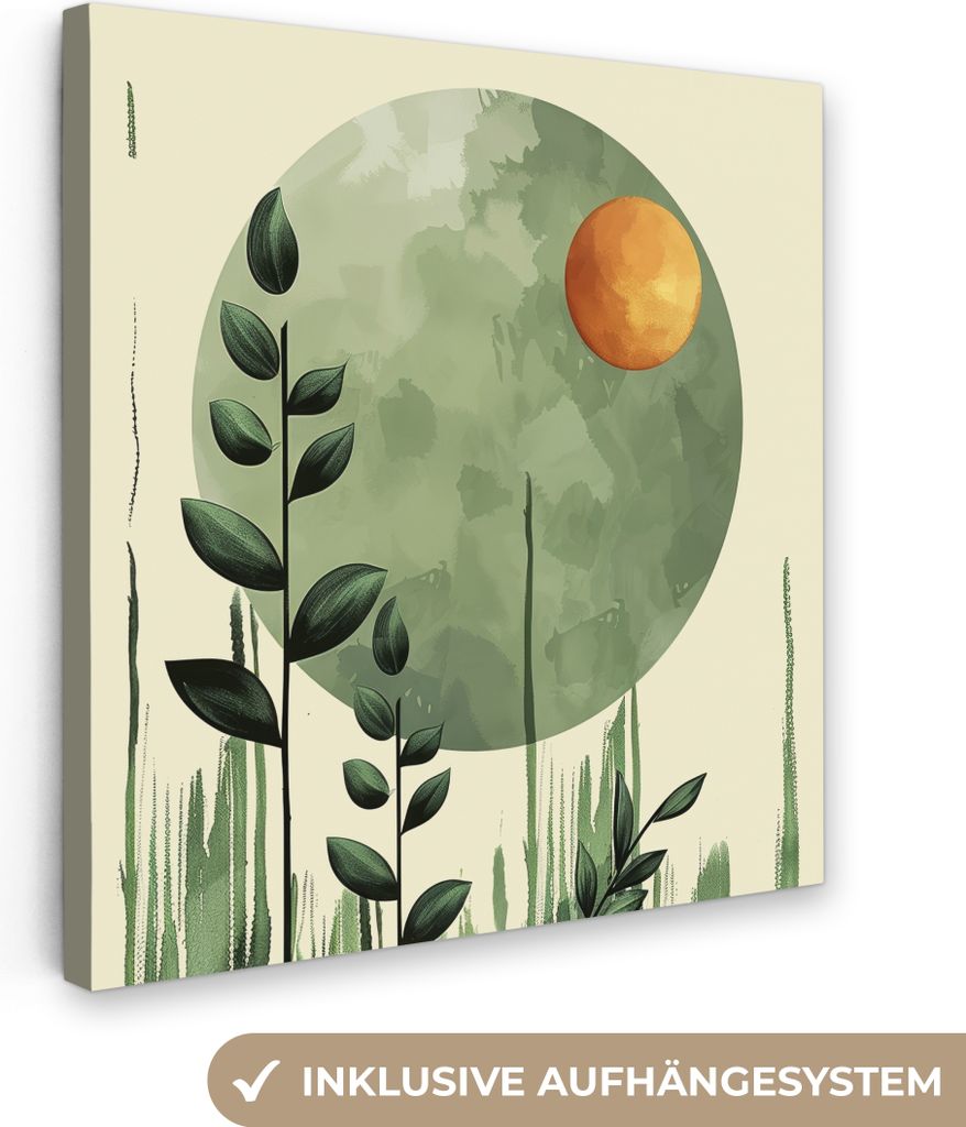 MuchoWow - Leinwandbilder - Abstrakt - Natur - Kunst - Sonne - Modern, Wandbild, Wanddeko Bilder Wohnzimmer, 20x20 cm