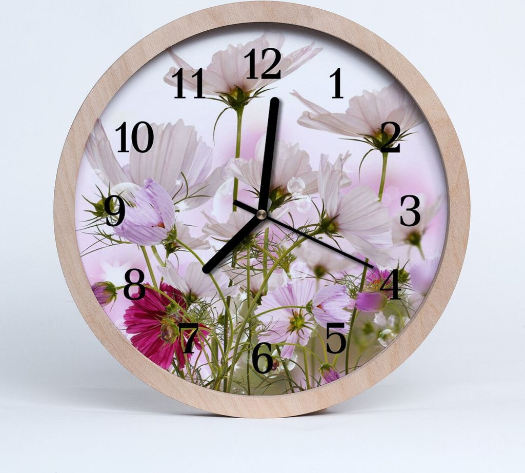 Holzuhr 20fi cm wanduhr - Blumen Natur