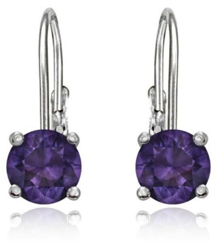 Gentle silver earrings with purple zircons SVLE0620XH2F100