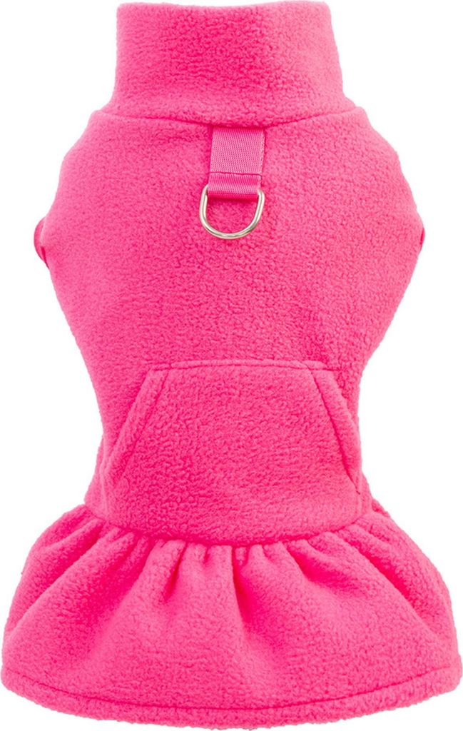 Haustierkleid Herbst Winter D-förmiger Ring Plissee Saum Einfarbig Dickes Fleece Ärmellos Zweibeinig Kleine Mittelgroße Hundewelpen Outfit Kleid...