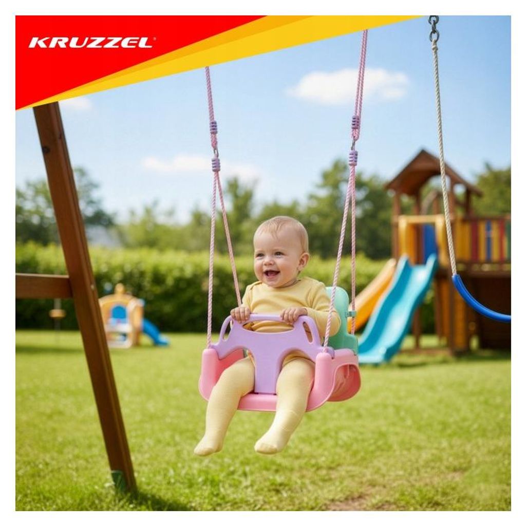 Balançoire pour enfants Kruzzel 3 en 1 aux couleurs pastel Image du produit 