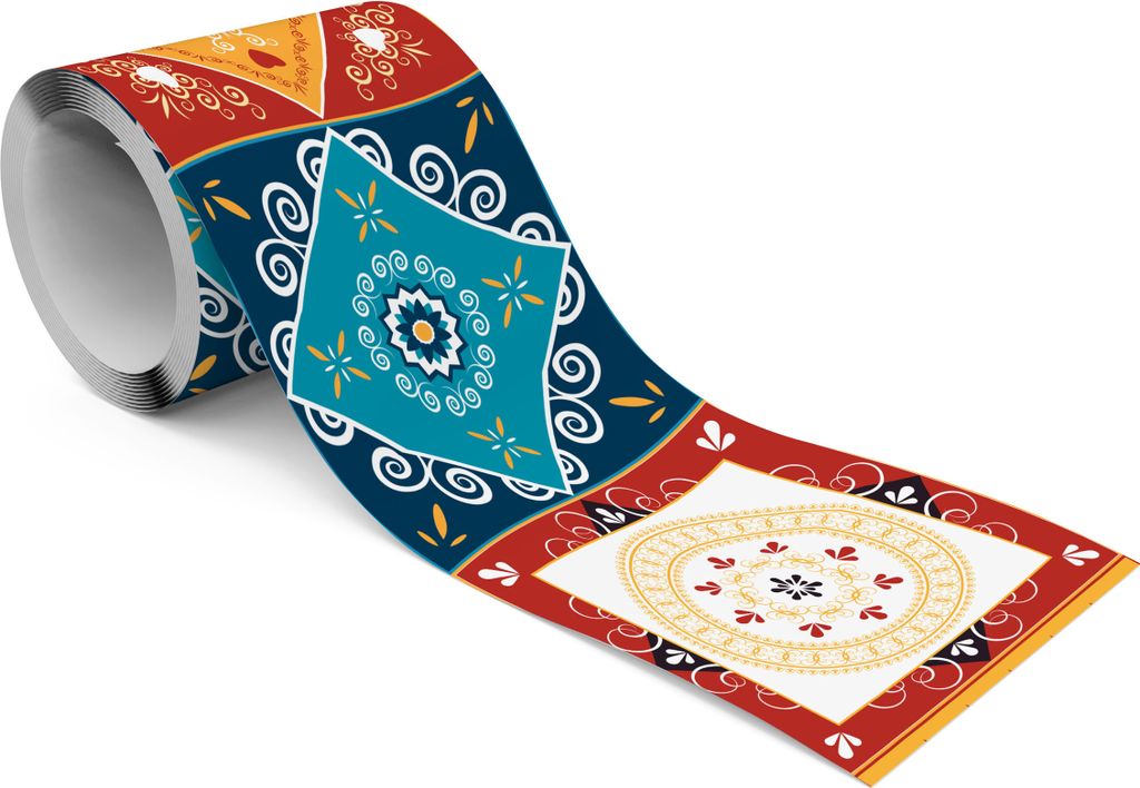 Muralo Selbstklebende Bordüre Tapetenbordüre bunte FLIESEN orientalische Ornamente