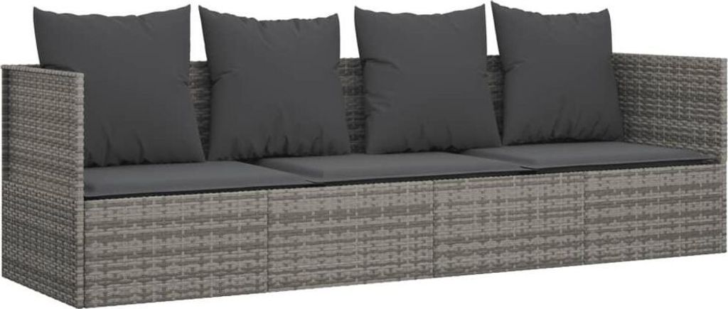 vidaXL Outdoor-Loungebett mit Kissen Grau Poly Rattan Produktbild 