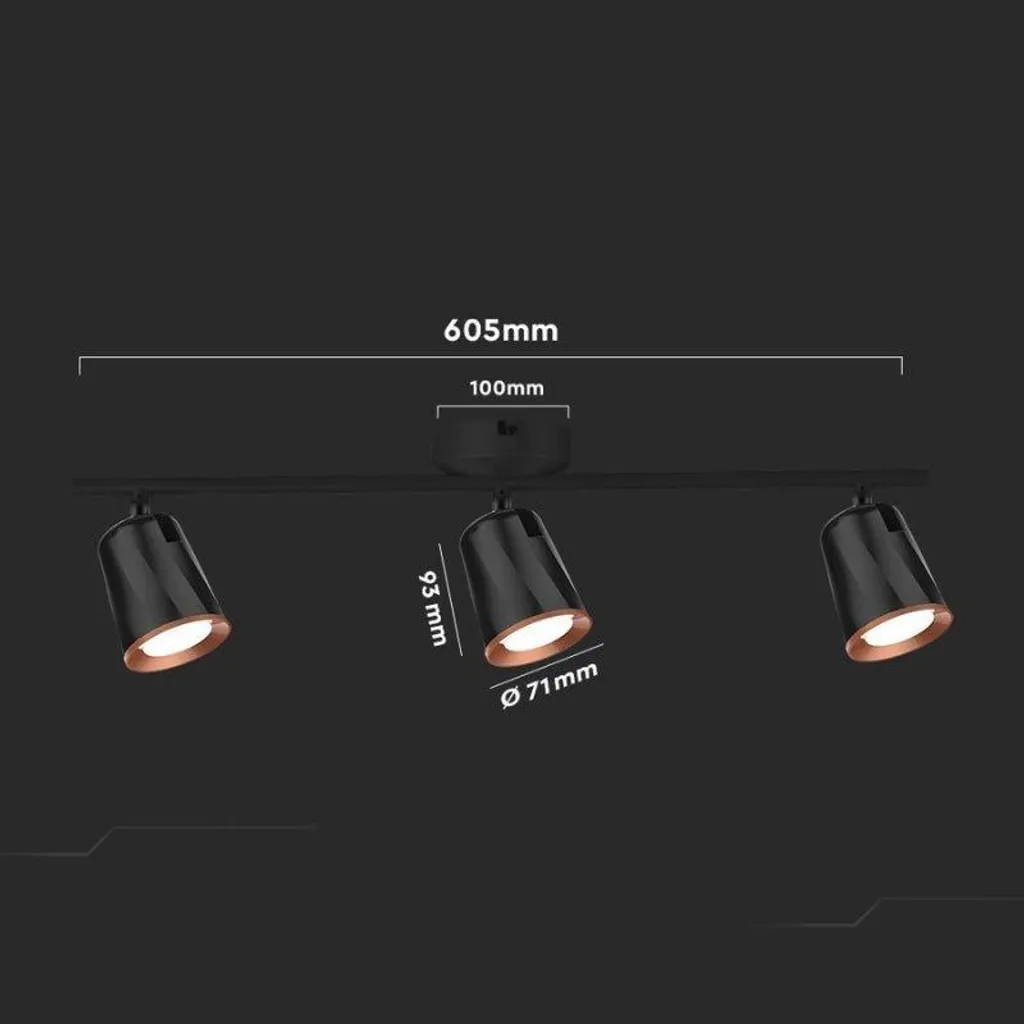 Plafonnier Noir Orientable 15W 60cm - Éclairage LED Blanc Neutre 4000K