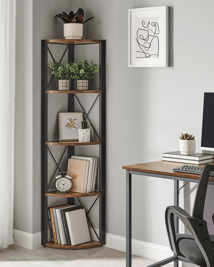 VASAGLE Eckregal mit 5 Ebenen, 160 cm hoch, Bücherregal, Standregal, Aufbewahrungsregal