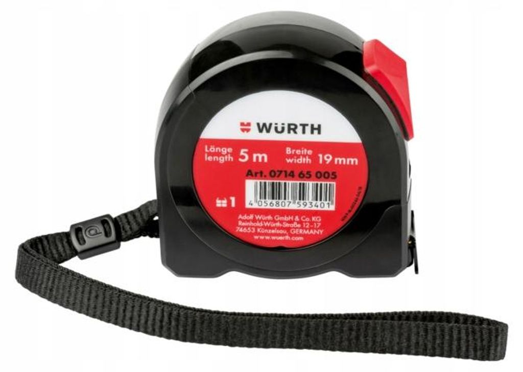 Wurth Rollmaßband 5 m Gelb Stoßfest Taschenmaßband Produktbild 