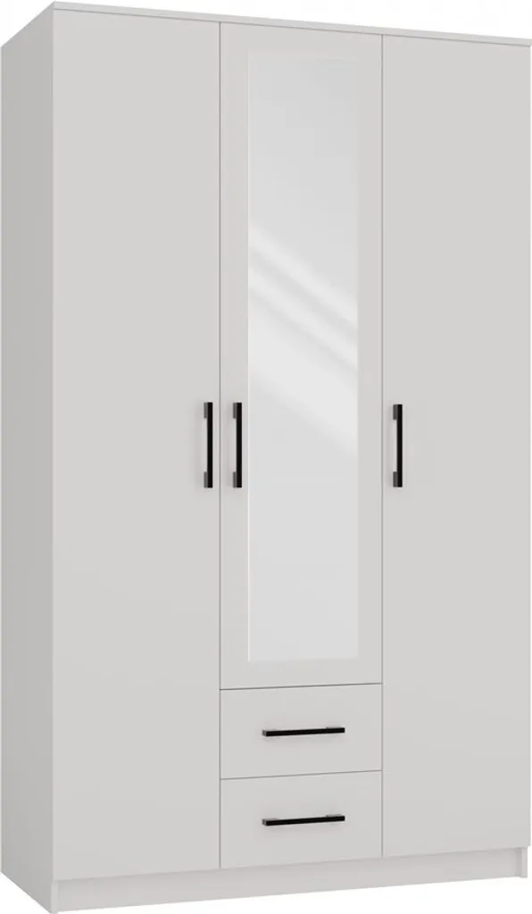 Penderie dressing blanche 120 cm RAGNAR avec miroir de chambre