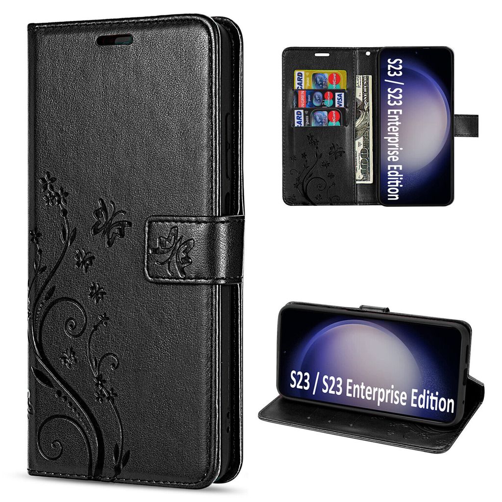 Handy Tasche für Samsung Galaxy S23 Handyhülle Blumen Hülle Etui Wallet Case