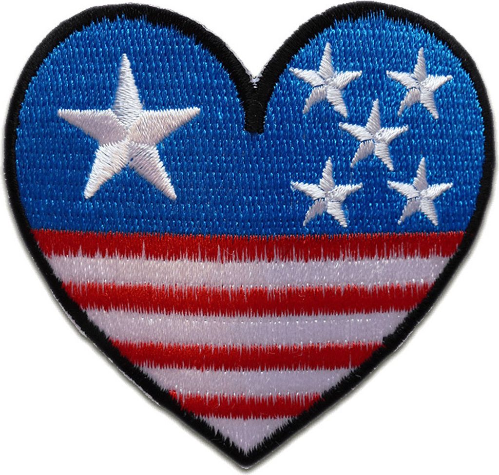 Usa Herz I Love Usa Flagge Fahne - Aufnäher, Bügelbild, Produktbild 