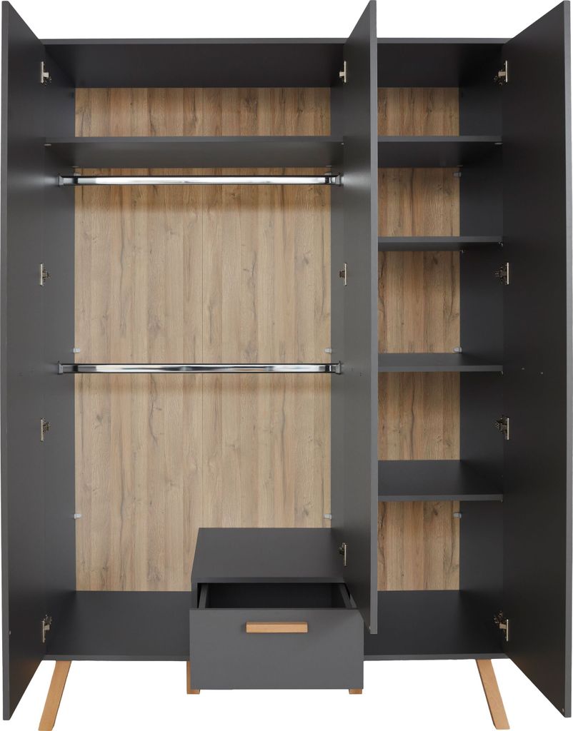 trendteam Babyzimmer Kleiderschrank Mats Grau Melamin 130 x Produktbild 2