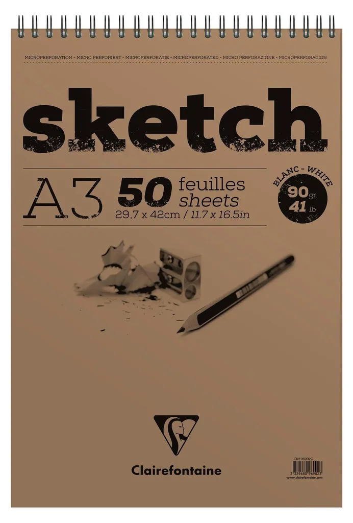 Clairefontaine Skizzenblock A3 90g 50 feuilles pour croquis au fusain