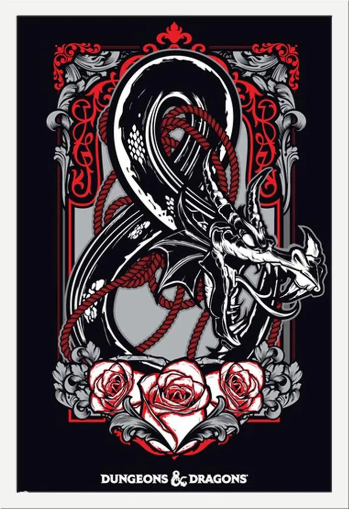 Offerta Poster Dungeons Dragons Drago + Cornice Bianca Shinsuke MDF