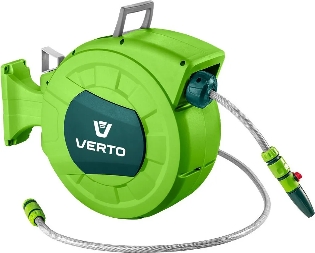 Enrouleur automatique Verto 20m 1/2" : stop aux tuyaux emmêlés au jardin