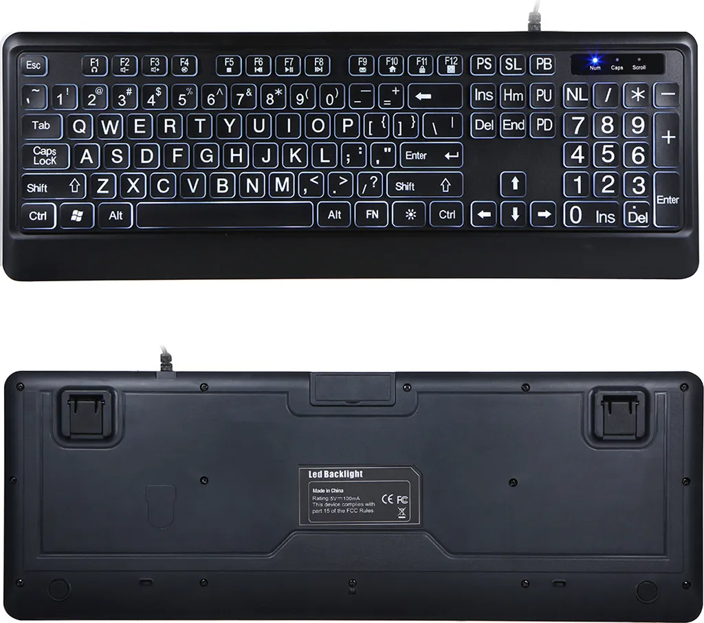 Clavier USB rétroéclairé à forte visibilité et touches grand format