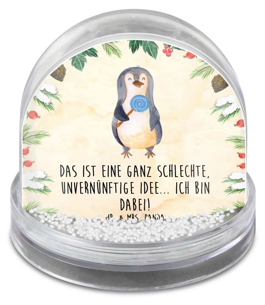 Mr. & Mrs. Panda Schneekugel Weihnachten Pinguin Lolli - Naturpapier - Geschenk, Unvernünftig, schnee kugel, Süßigkeiten, Spruch, Weihnachts, De...